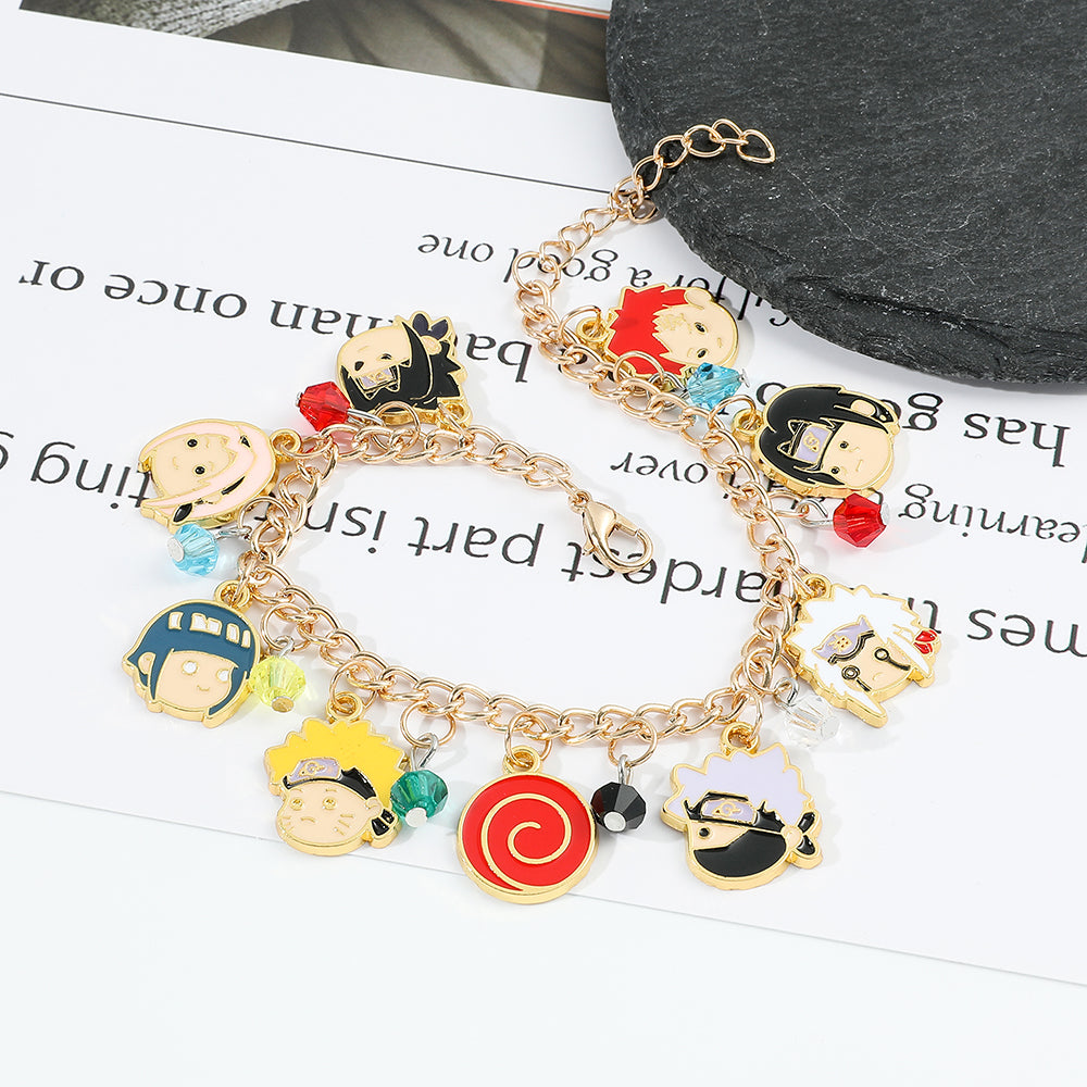 Anime Naruto Bracelet with Kakashi, Naruto, Hinata, Sasuke figures