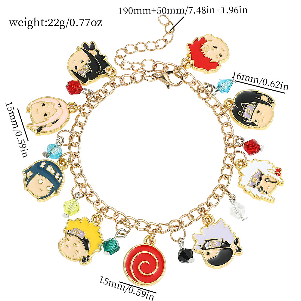 Anime Naruto Bracelet with Kakashi, Naruto, Hinata, Sasuke figures
