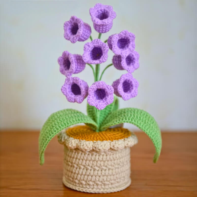Crochet handmade lily potted plant light lamp