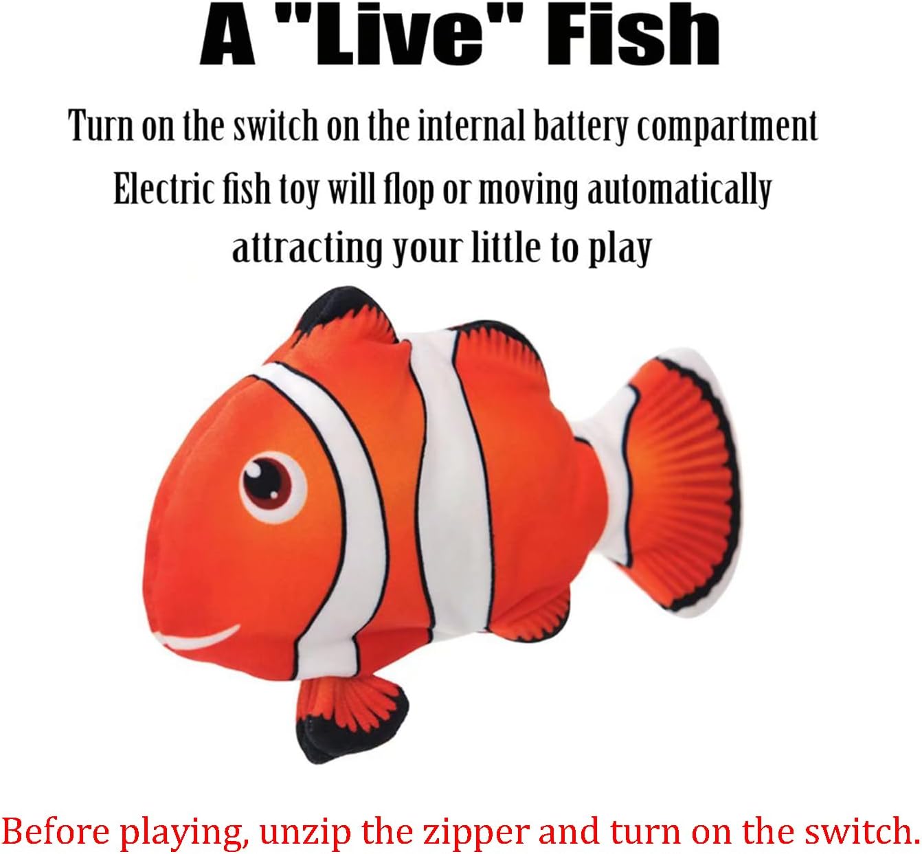 Electric moving fish plush toy with lifelike movement
