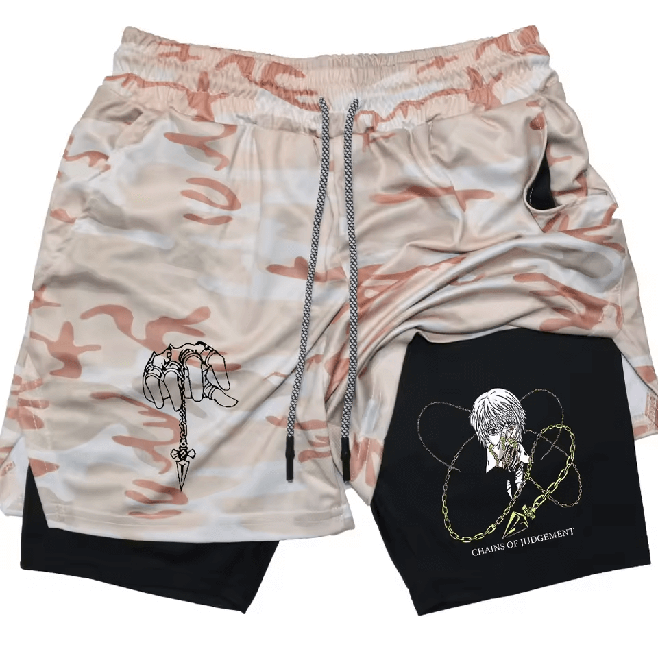Kurapika Anime Gym Shorts with Compression and Mesh