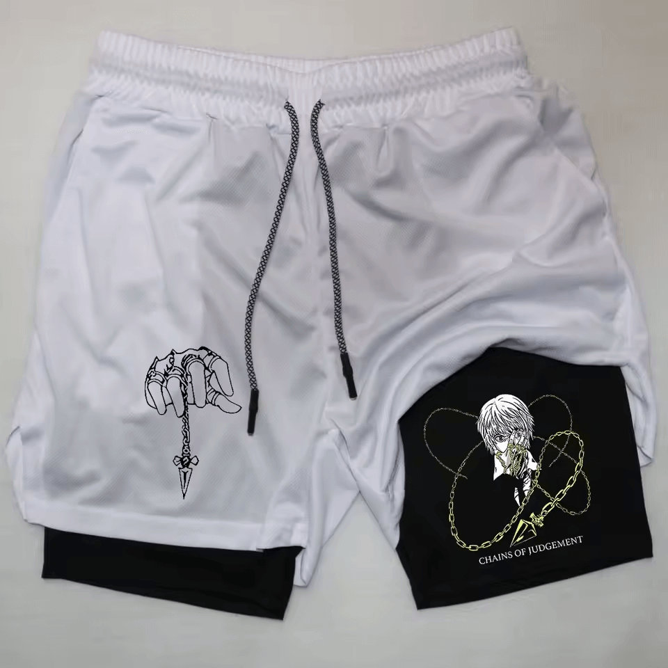Kurapika Anime Gym Shorts with Compression and Mesh