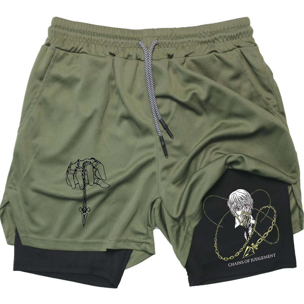 Kurapika Anime Gym Shorts with Compression and Mesh