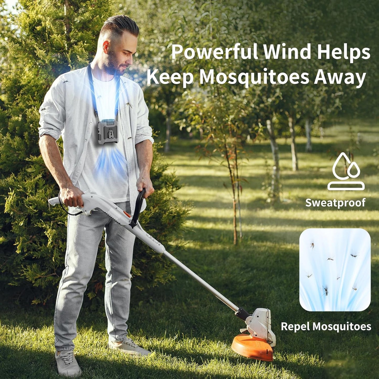 SOCOOL Portable Clip-On Fan with Flashlight in Gray
