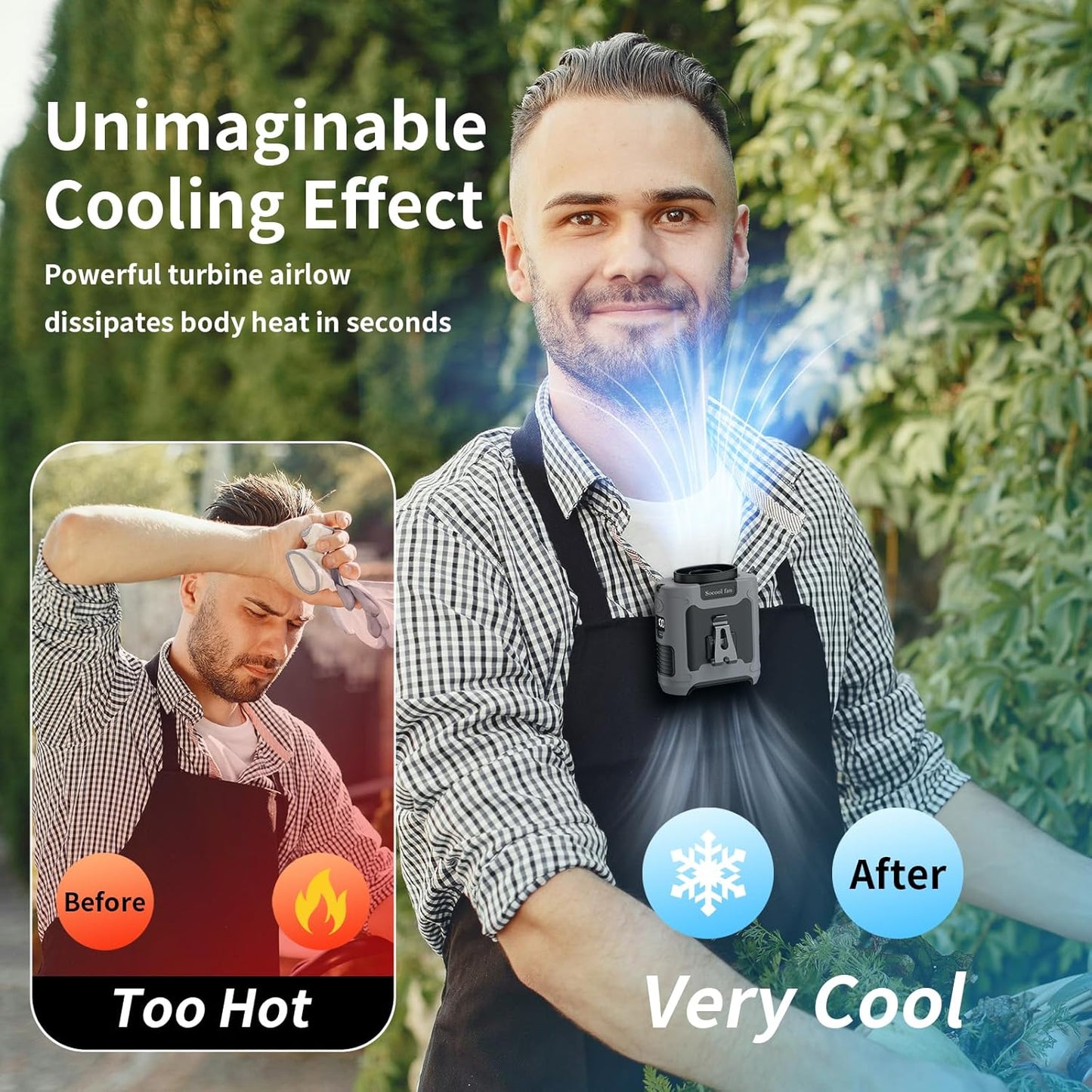 SOCOOL Portable Clip-On Fan with Flashlight in Gray