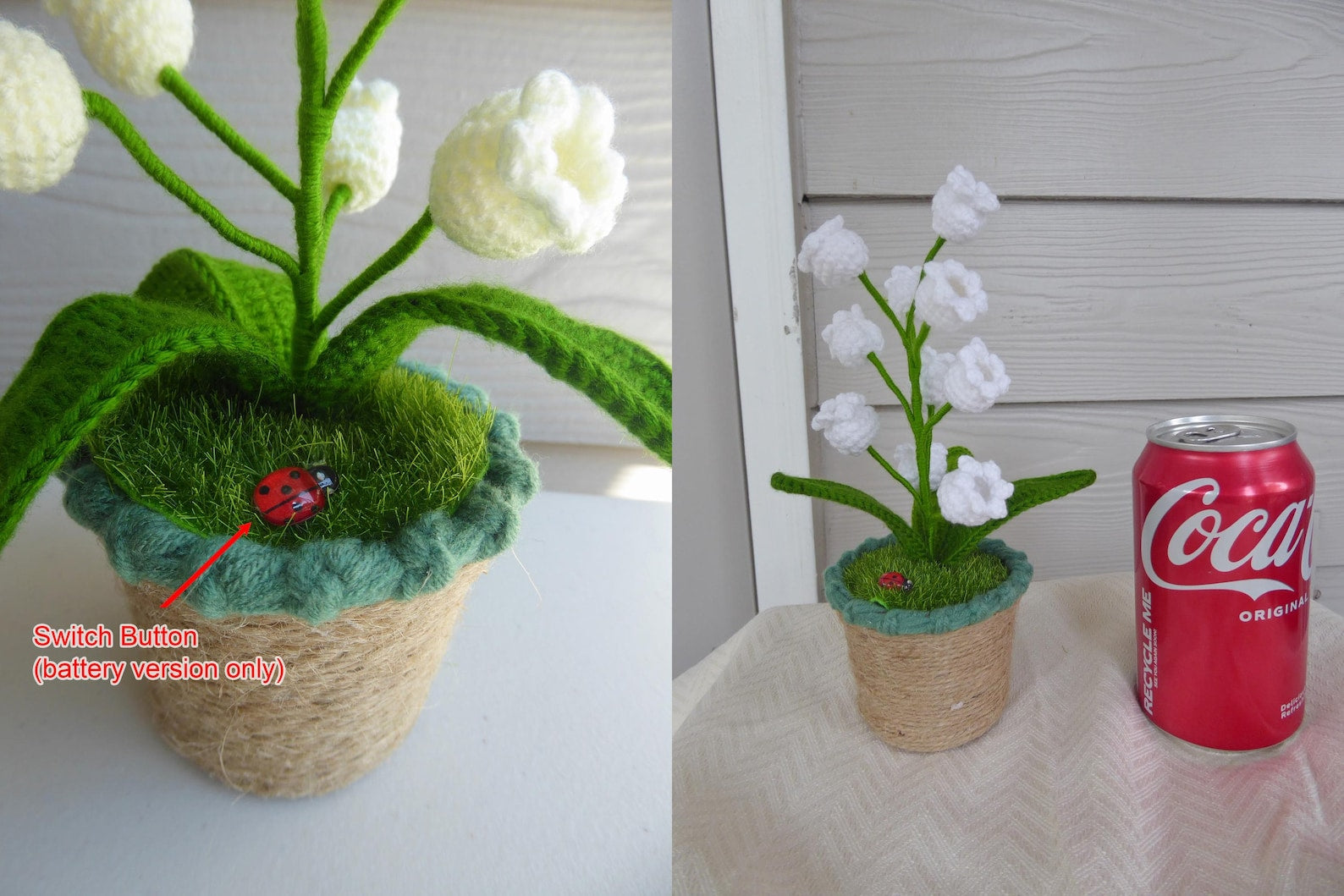 Crochet handmade lily potted plant light lamp.