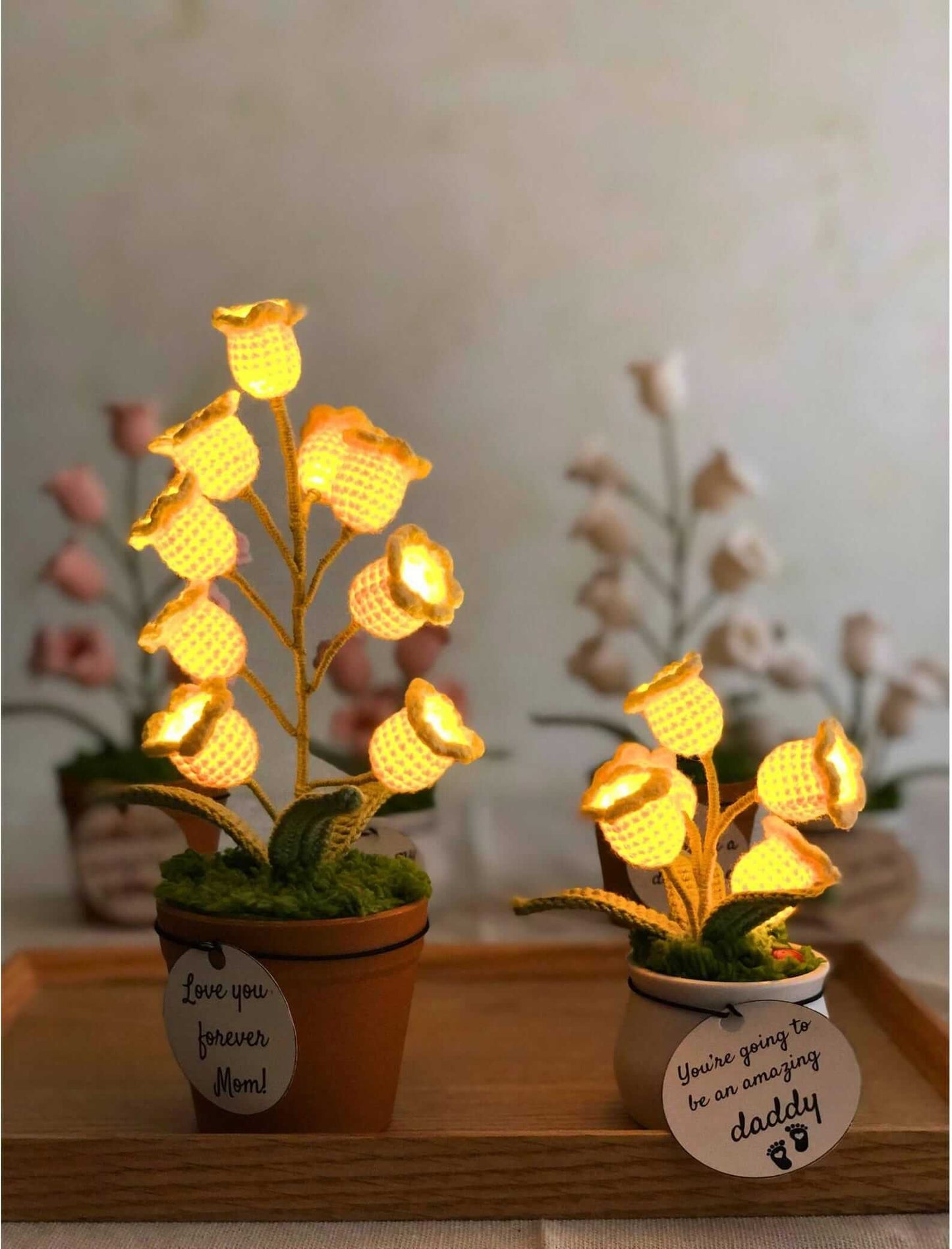 Eco-friendly crochet night lamp illuminating nursery room