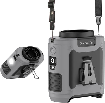 SOCOOL Portable Clip-On Fan with Flashlight in Gray