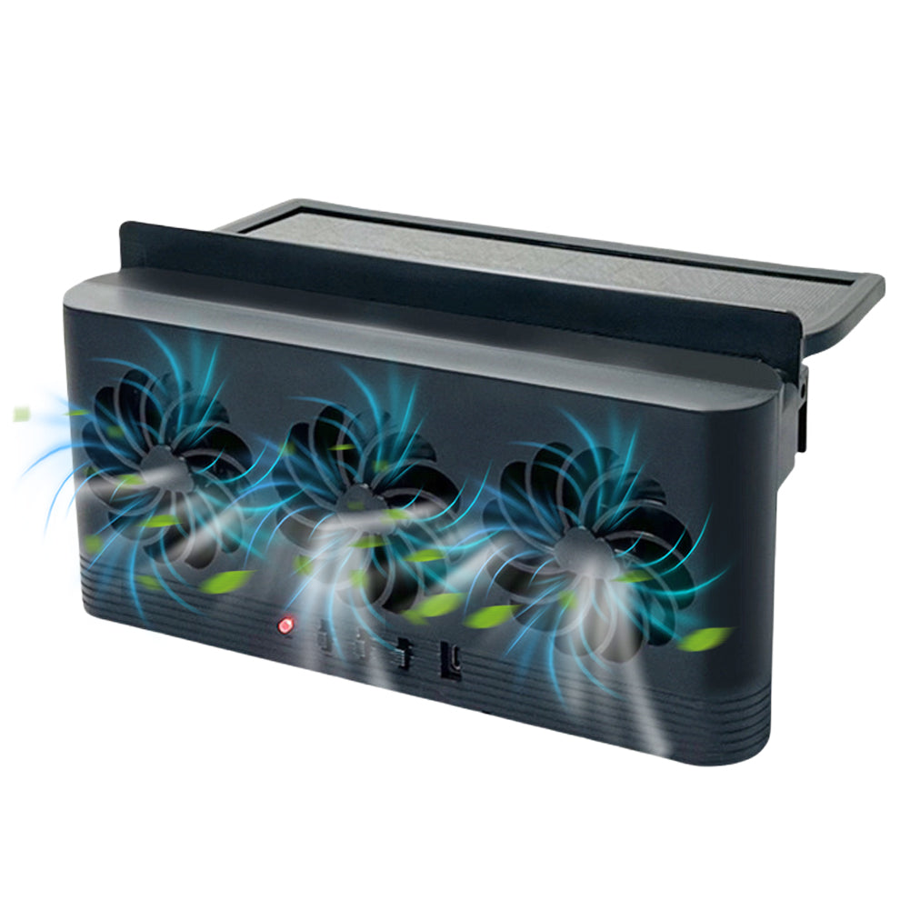 Solar car exhaust fan with three air outlets