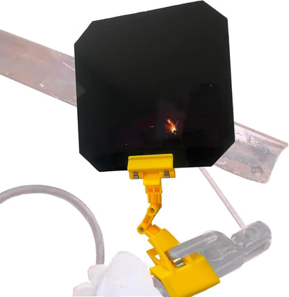 Red portable welding safety face shield with 360° adjustable clip-on feature