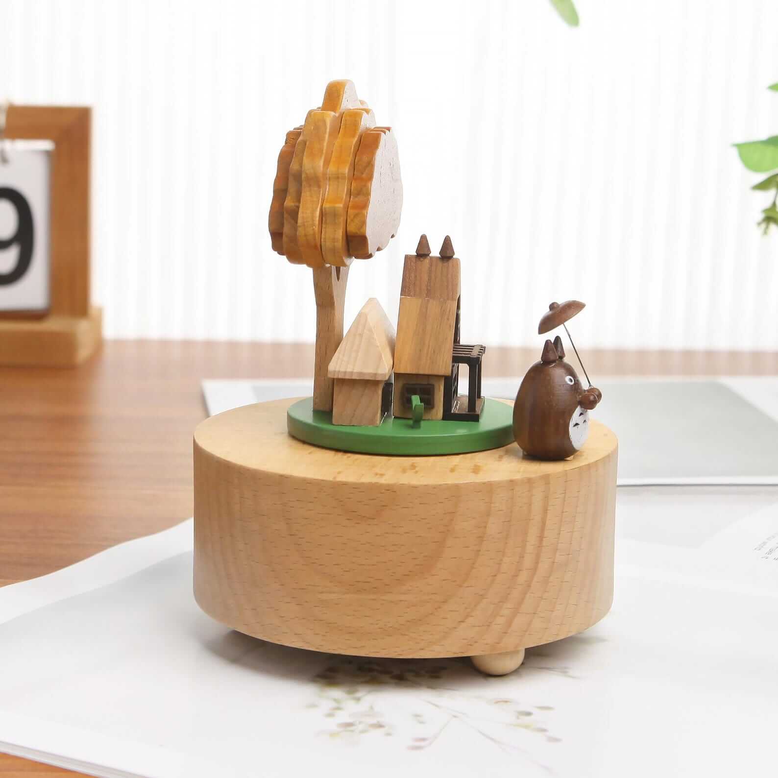 Wooden Totoro Rotating Music Box - Anime Decor