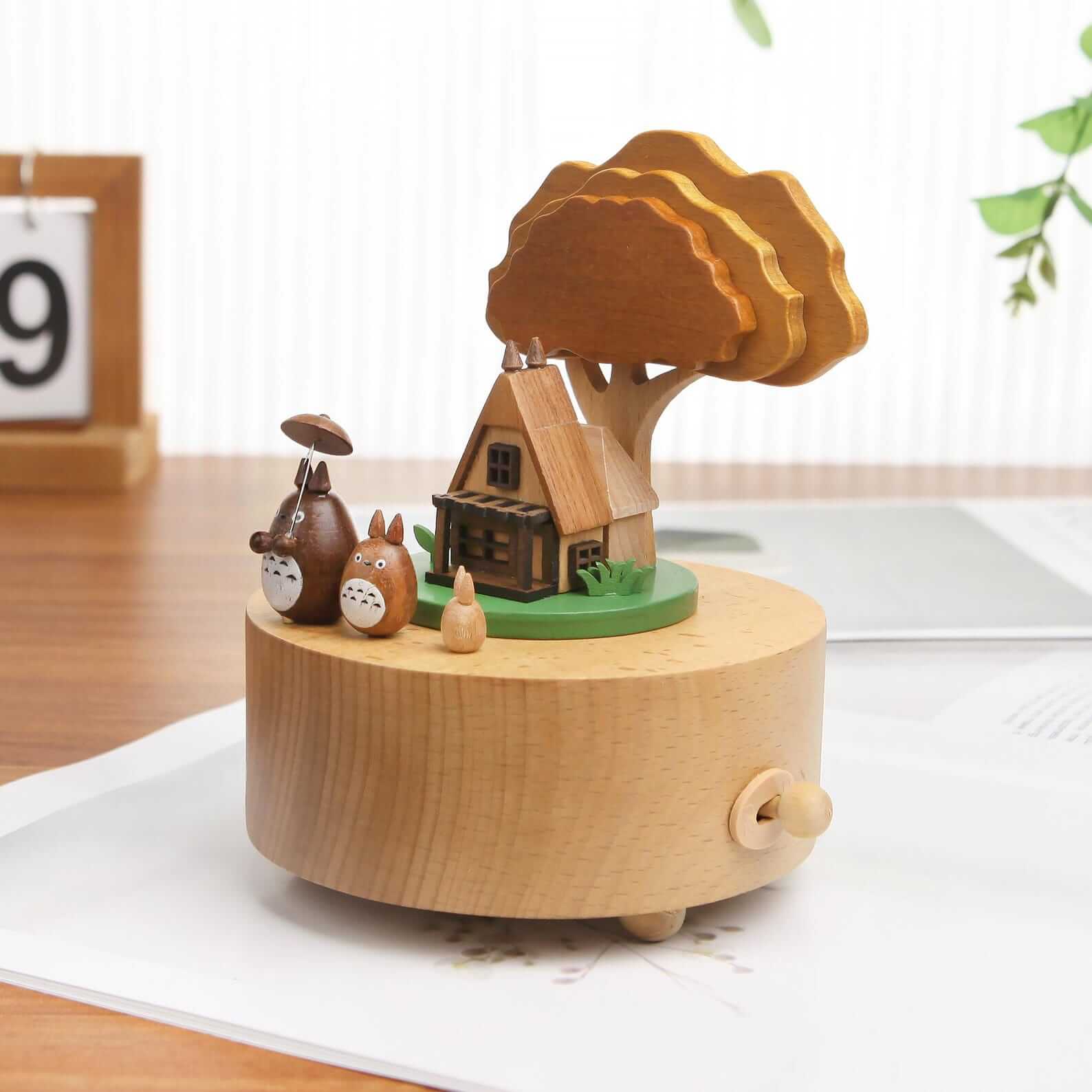 Wooden Totoro Rotating Music Box - Anime Decor